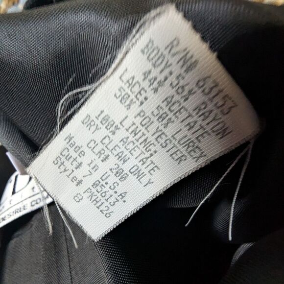 Y2K Vtg Holiday Dress Black Lace Bodice Fit & Flare 8 Sequins Bow LRB - Picture 6 of 7